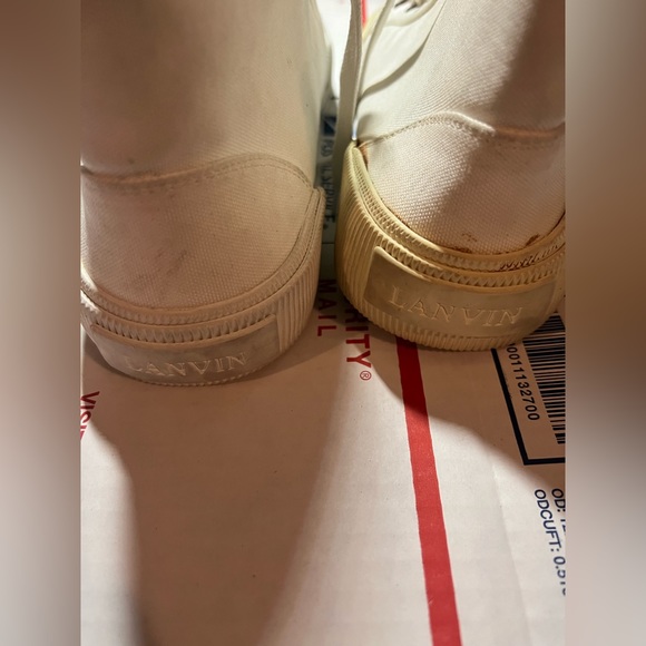 NEW LANVIN PARIS MID HI TOP WHITE DISTRESSED CANVAS Size 7/ Euro 40 - Picture 8 of 10